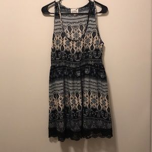 Black grey and brown paisley dress